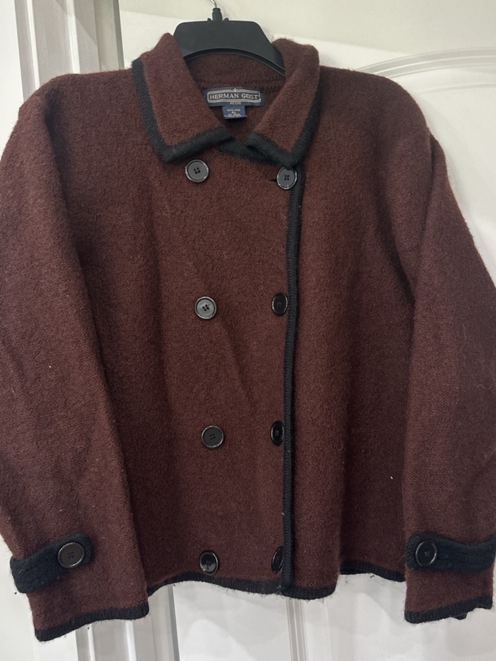 Herman Geist Wool Pea Coat in Brown Size Large